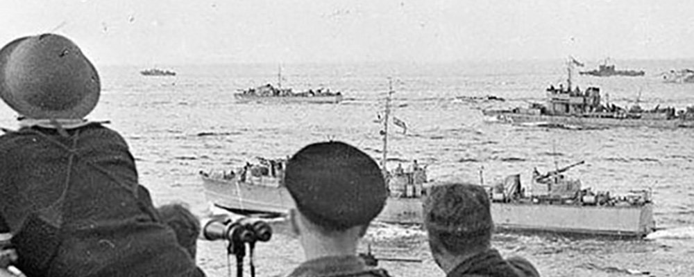 Allied ships in the English Channel headed for Dieppe, France on August 19, 1942.